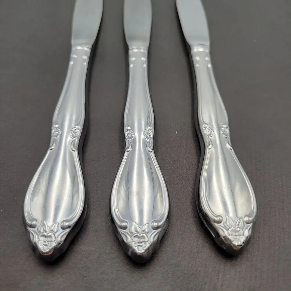 Set of 3 Oneida Community CHATELAINE Hollow Handle Dinner Knives 8.25